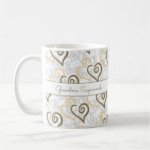 Khaki Brown Linked Heart Art Custom Kaffeetasse (Links)