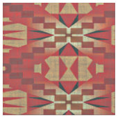 Khaki Brown Orange Red Taupe Beige Ethnic Look Stoff (Nahaufnahme)