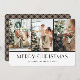 Khaki Buffalo Kariert Foto Collage Weihnachtskarte Feiertagskarte