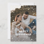 Khaki Buffalo Kariert Snow Stars Foto Weihnachten (Vorderseite)