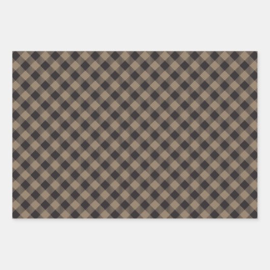 Khaki Buffalo Plaid Checkered Geschenkpapier Set (Vorderseite)