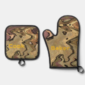 Khaki Camouflage tarouflage Cook Baker personalisi Ofenhandschuh & Topflappen-Set (Vorderseite)