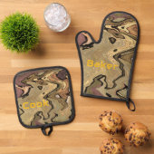 Khaki Camouflage tarouflage Cook Baker personalisi Ofenhandschuh & Topflappen-Set (Oben Unten)
