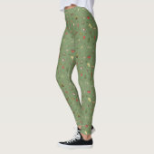 Khaki Camping Themed Outdoor Campfire Muster Leggings (Links)
