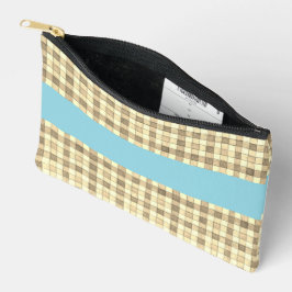 Khaki & Creme Gingham, blau gestreibender Beutel