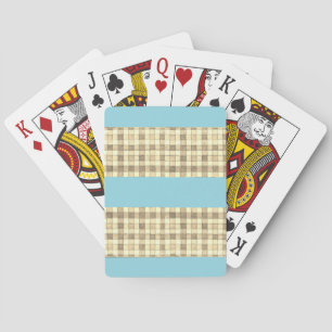 Khaki Creme Gingham Blue Strip Spielkarten