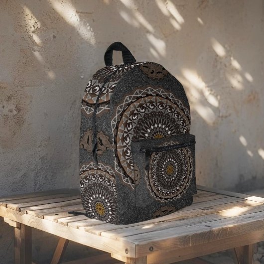 Khaki crocodylus porosus mandala bedruckter rucksack