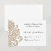 Khaki Damask Border Wedding DIY RSVP Card (Vorne/Hinten)