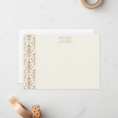 Khaki Damask Note Card Mitteilungskarte (Vorderseite/Rückseite Beispiel)