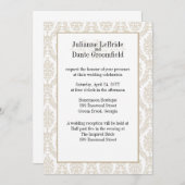 Khaki Designer Damask Wedding DIY Einladung (Vorne/Hinten)