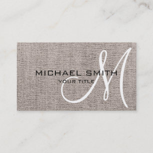 Khaki Elegant Monogram Leinwand Look Visitenkarte