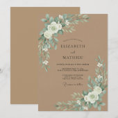 Khaki-Eukalyptus-Hochzeit Einladung (Vorne/Hinten)