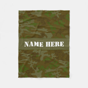 Khaki Green Custom Camouflage Throw Blanket Fleecedecke