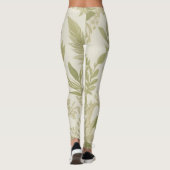 Khaki Green Eco-Friendly Botanical Greenery Print Leggings (Rückseite)