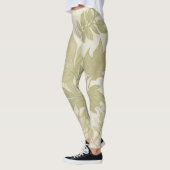 Khaki Green Eco-Friendly Botanical Greenery Print Leggings (Links)