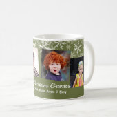 Khaki Green Foto Collage Snowflakes Weihnachten Kaffeetasse (VorderseiteRechts)