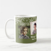 Khaki Green Foto Collage Snowflakes Weihnachten Kaffeetasse (Links)