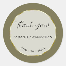 Khaki Green Gold Frame Runder Aufkleber