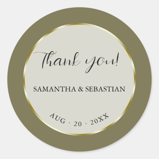 Khaki Green Gold Frame Runder Aufkleber (Vorderseite)