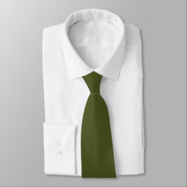 Khaki Green Hidden Initials Solid Color Neck Tie Krawatte