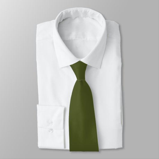 Khaki Green Hidden Initials Solid Color Neck Tie Krawatte (Gebunden)