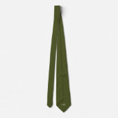 Khaki Green Hidden Initials Solid Color Neck Tie Krawatte (Rückseite)