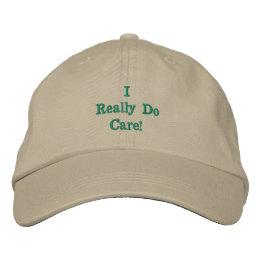 Khaki/Green 'I Really Do Care' Bestickte Baseballkappe