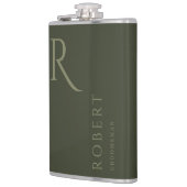 Khaki Green Masculine Monogram Trauzeugen Gift Flachmann (Links)