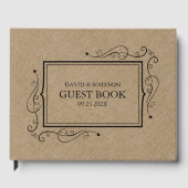 Khaki Imitats Linen Black Frame Gästebuch (Vorderseite)