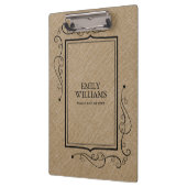 Khaki Linen Texture Vintager Rahmen Klemmbrett (Links)