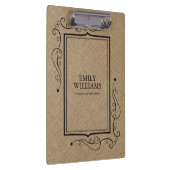 Khaki Linen Texture Vintager Rahmen Klemmbrett (Rechts)