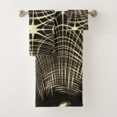 Khaki-Linien, die in Welle wiederholt und überquer Badhandtuch Set (Insitu)