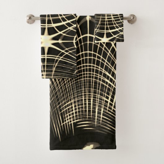 Khaki-Linien, die in Welle wiederholt und überquer Badhandtuch Set (Insitu)