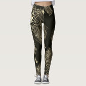 Khaki-Linien, die in Welle wiederholt und überquer Leggings (Vorderseite)