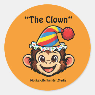 Khaki Makaken-Affen-Aufkleber - Der Clown Runder Aufkleber