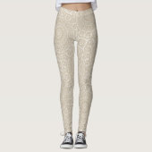 Khaki Mandala Geometric Pattern Leggings (Vorderseite)