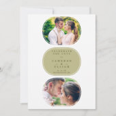 Khaki Modern Extravagant Oval Wedding 2 Fotos Save The Date (Vorderseite)