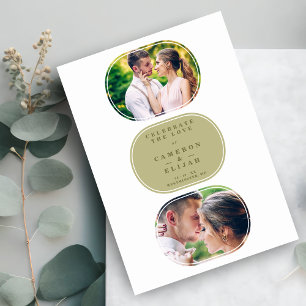 Khaki Modern Extravagant Oval Wedding 2 Fotos Save The Date