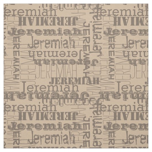 Khaki Mushroom Moderne Name Collage Stoff (Muster)