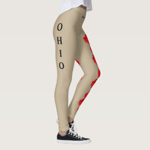Khaki Ohio Staat Scarlet Carnation Blumen Leggings