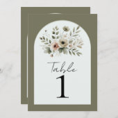 Khaki Olive Green Watercolor Blumentisch Einladung (Vorne/Hinten)