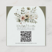 Khaki Olive Green Watercolor Blumenzettel Quadratische Visitenkarte (Rückseite)