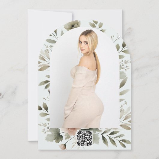 Khaki Olive Green Watercolor Brautparty Einladung (Rückseite)