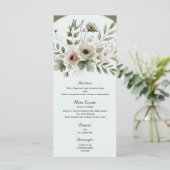 Khaki Olive Green Watercolor Floral Wedding Menükarte (Stehend Vorderseite)