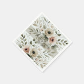 Khaki Olive Green Watercolor Floral Wedding Serviette (Ecke)