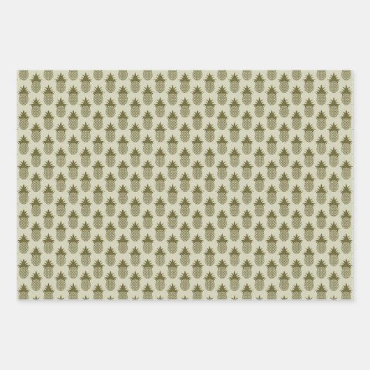 Khaki Pineapple Pattern Geschenkpapier Set (Vorderseite)