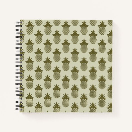 Khaki Pineapple Pattern Notizbuch (Vorderseite)