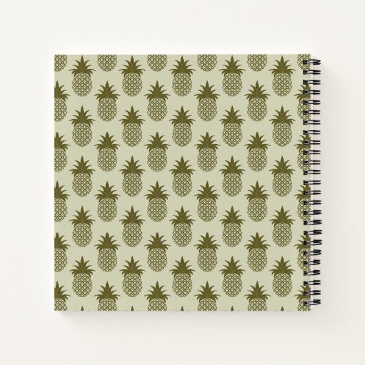 Khaki Pineapple Pattern Notizbuch (Rückseite)