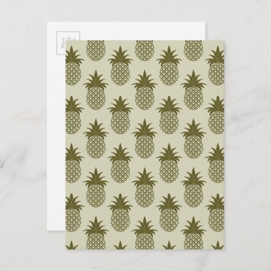 Khaki Pineapple Pattern Postkarte (Vorne/Hinten)