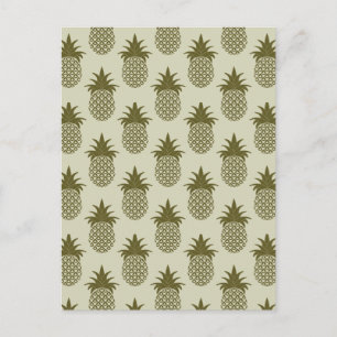 Khaki Pineapple Pattern Postkarte